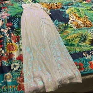 Lucy in the Sky Iridescent White Sequin Dress with Iridescent Sparkle!